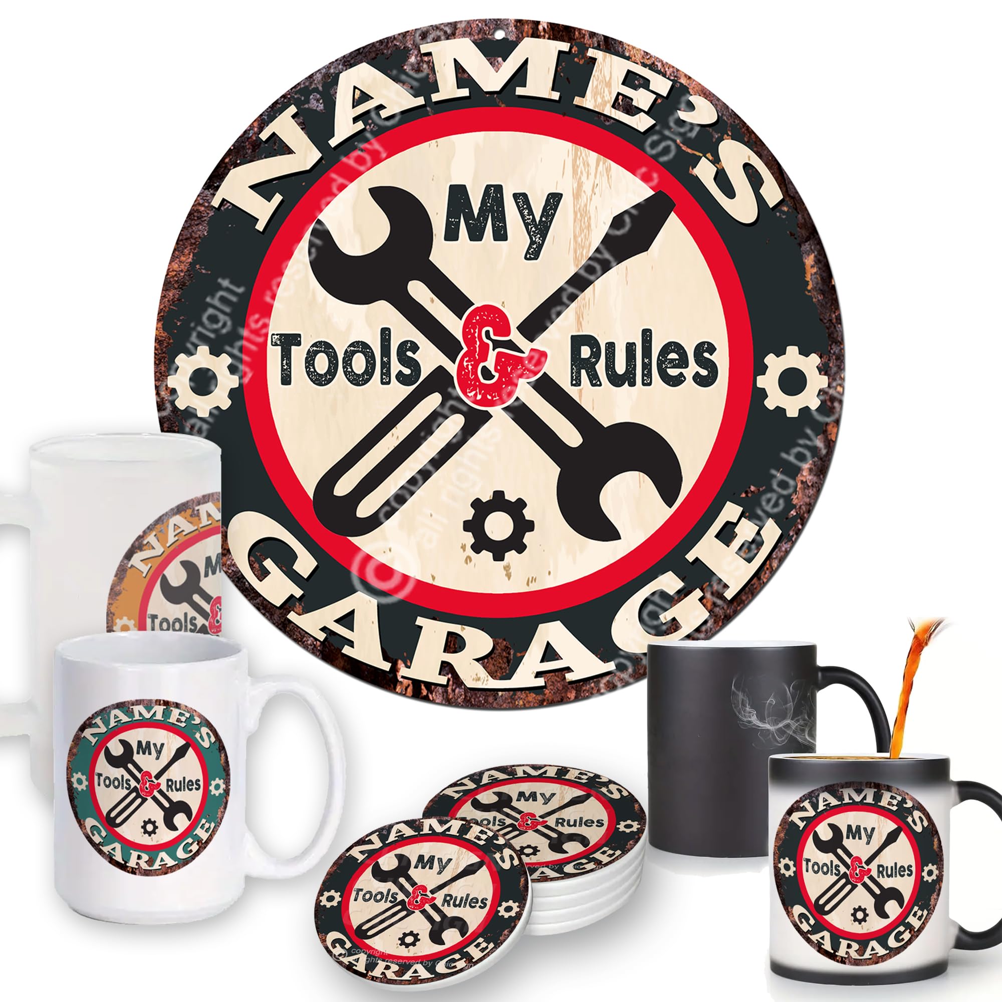 Amazon.com: Any Name's My Tools My Rules Garage Custom
